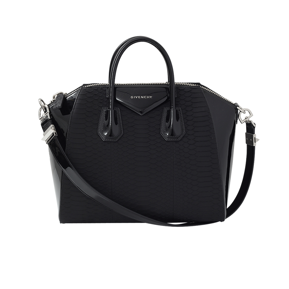 GIVENCHY-Medium Python Antigona-BLACK