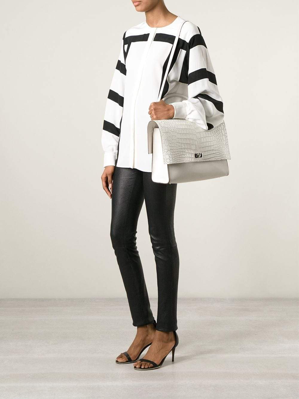 GIVENCHY-Croc Stamped Medium Shark Tote-OFF WHITE