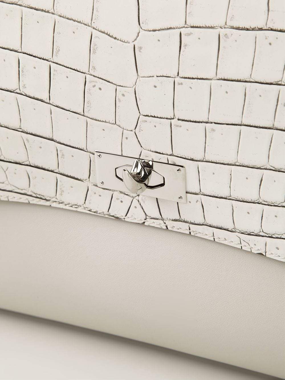 GIVENCHY-Croc Stamped Medium Shark Tote-OFF WHITE