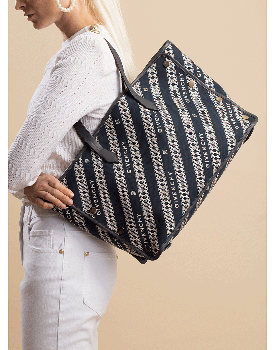 GIVENCHY-Medium Bond Chain Jacquard Tote-OIL BLUE