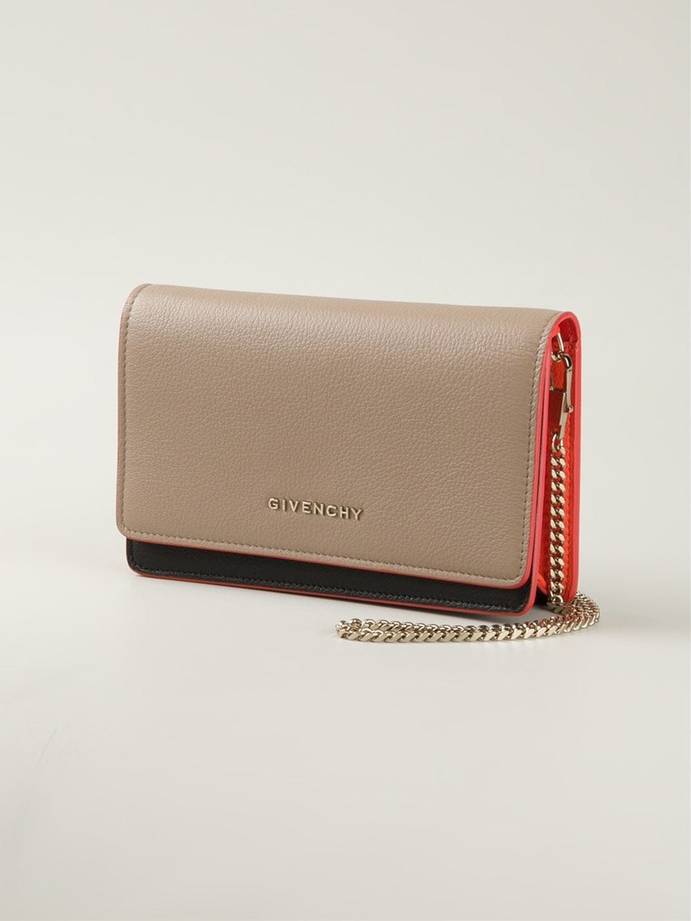 GIVENCHY-Tri-Color Chain Wallet-BRN/ORNG