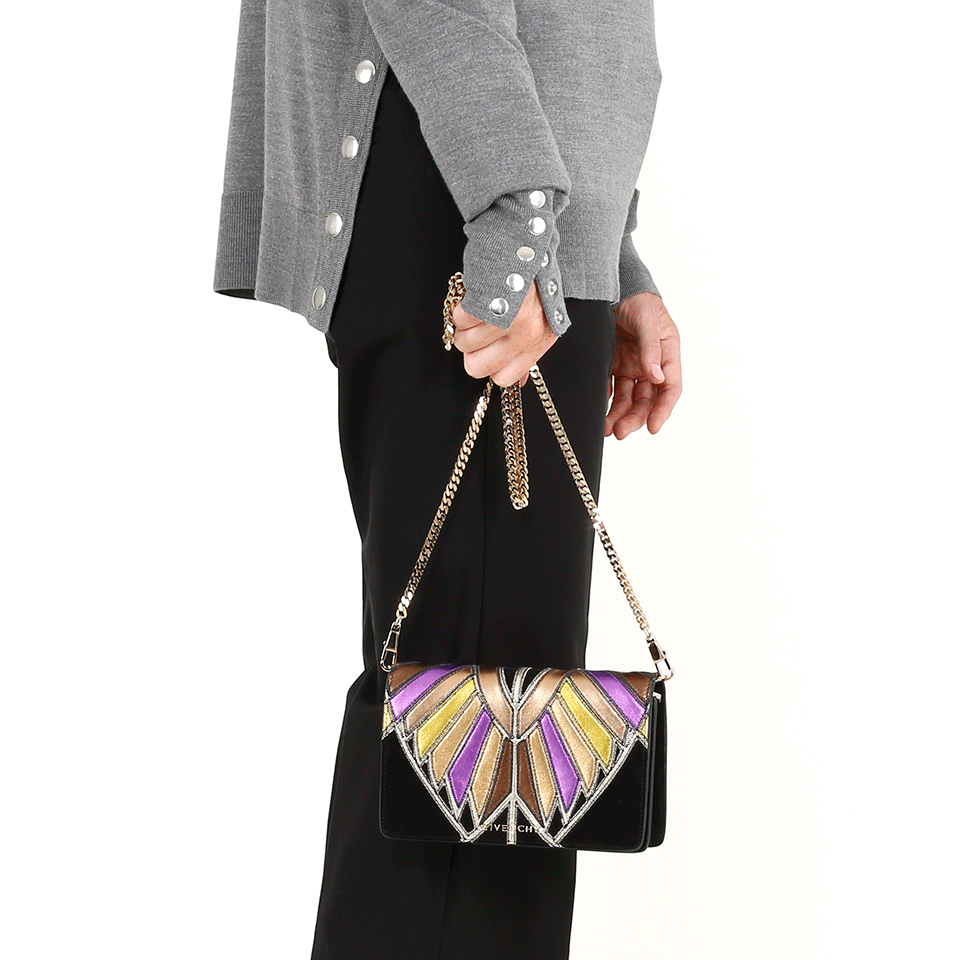 GIVENCHY-Patchwork Pandora Chain Wallet-PRPL/BLK