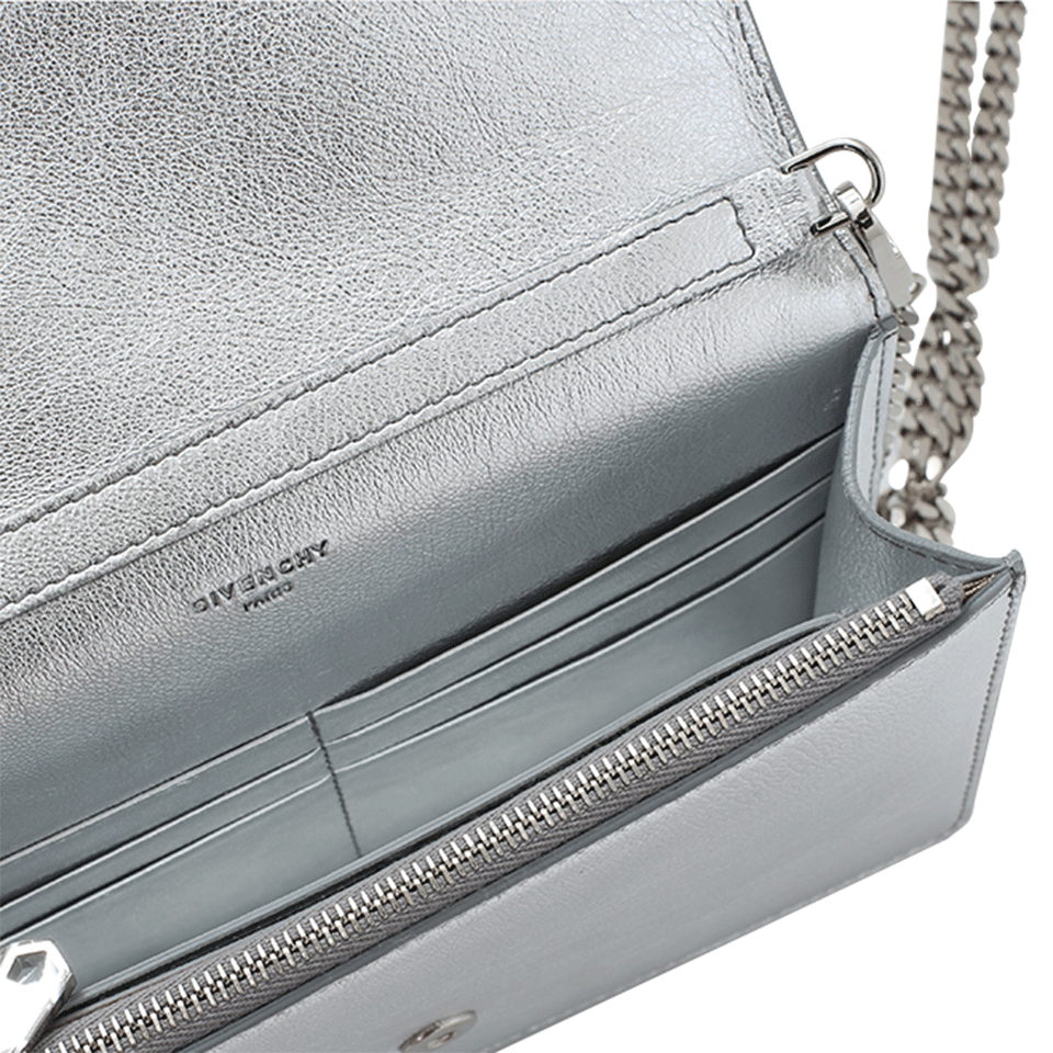 GIVENCHY-Lizard Textured Wallet-SILVER