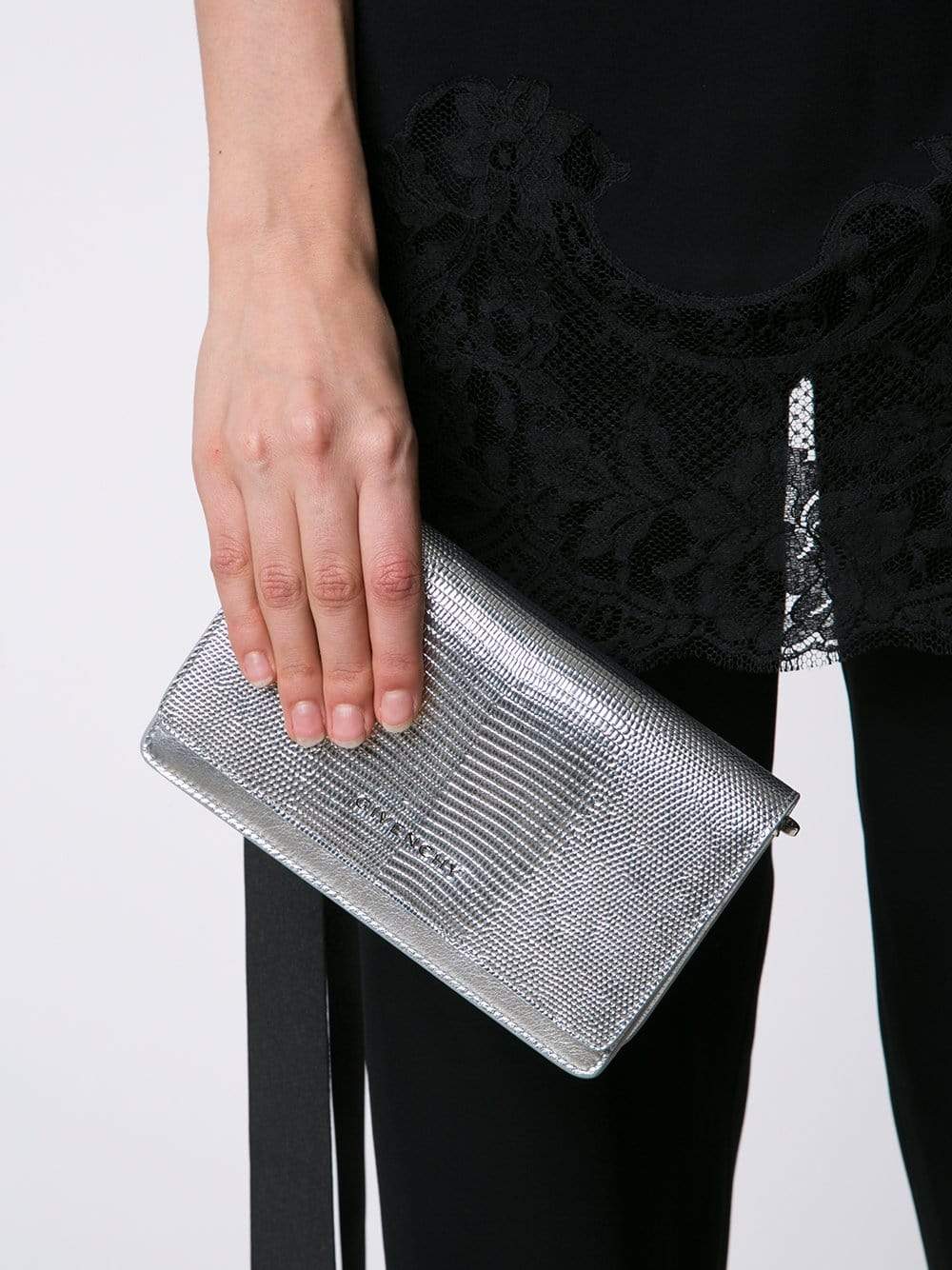 GIVENCHY-Lizard Textured Wallet-SILVER