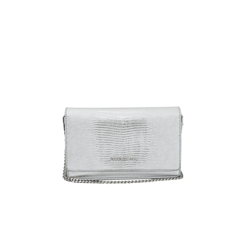 GIVENCHY-Lizard Textured Wallet-SILVER