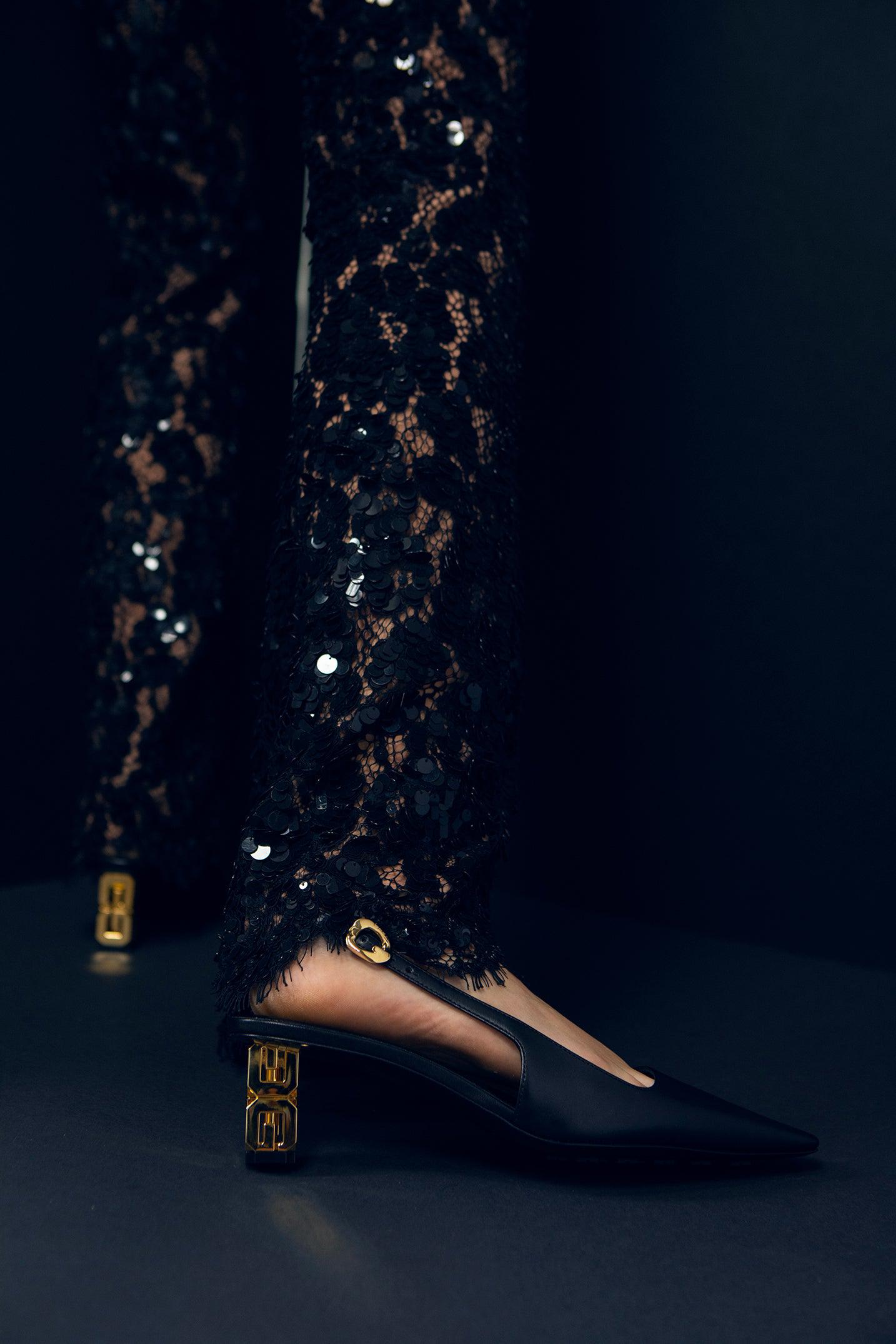GIVENCHY-Black G Cube Slingback Pump-