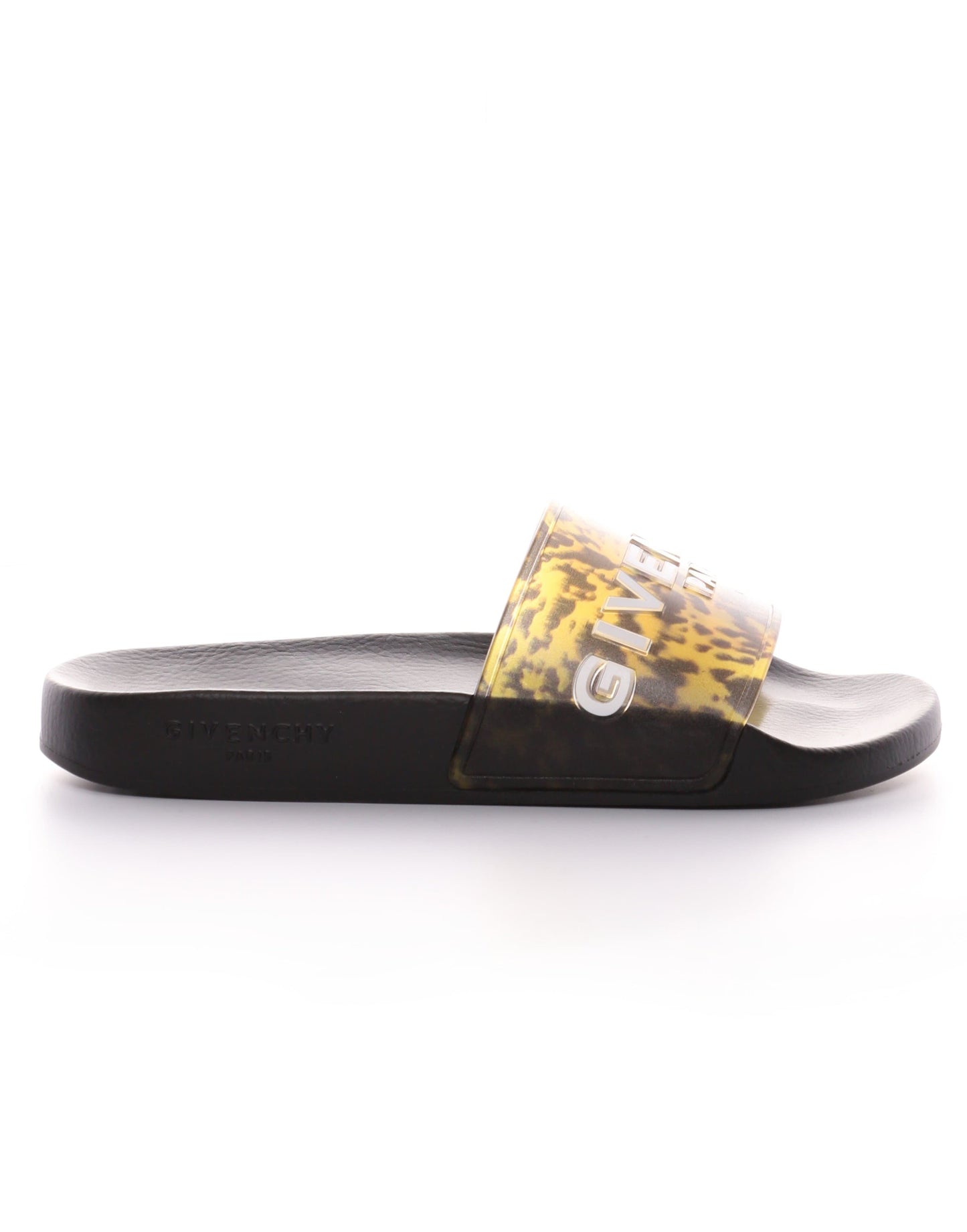 GIVENCHY-Black and Yellow Marble Print Slide-