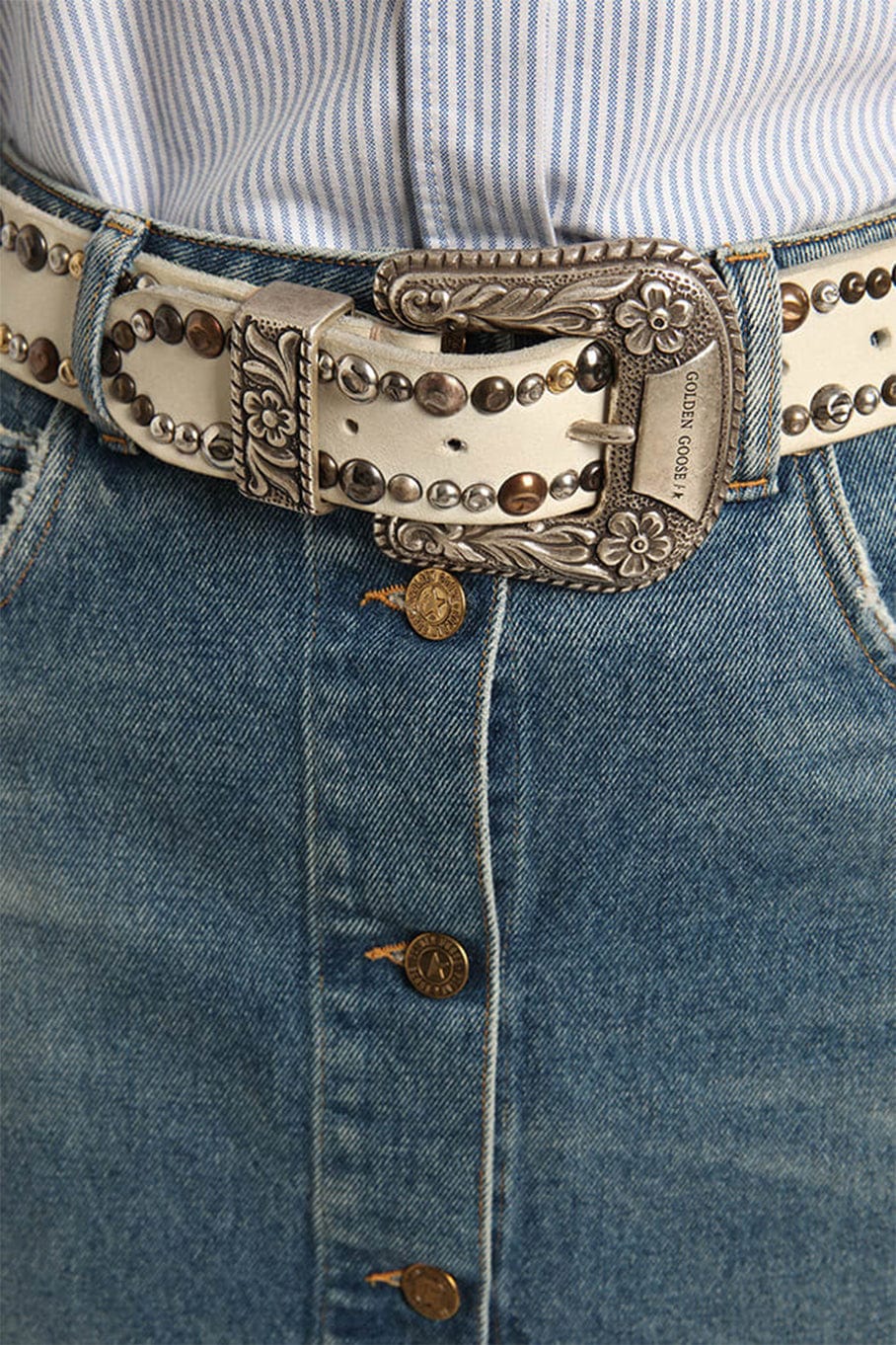 GOLDEN GOOSE-Studded Belt-