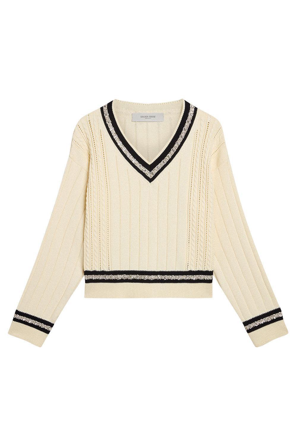 Golden W's Marla VNeck-HERWHDKB-XS-CLOTHINGTOPSWEATER-GOLDEN GOOSE