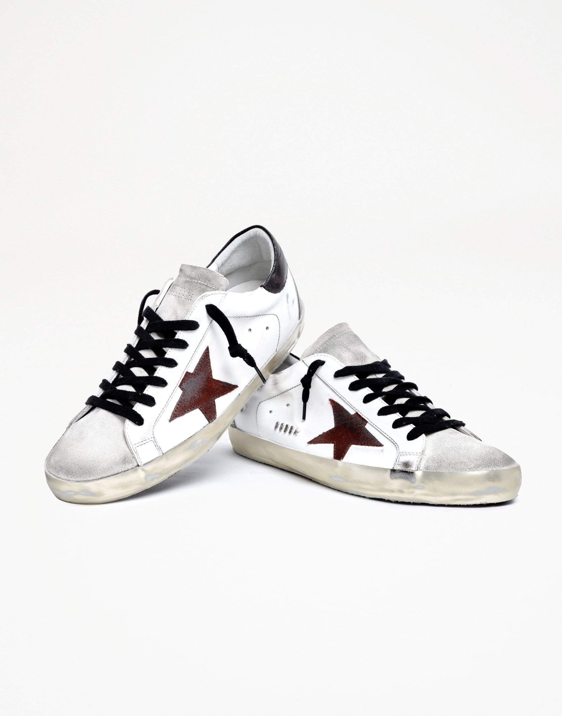 GOLDEN GOOSE-Men's Chestnut Suede Star And Spur Canvas Leather Super-Star Sneaker-