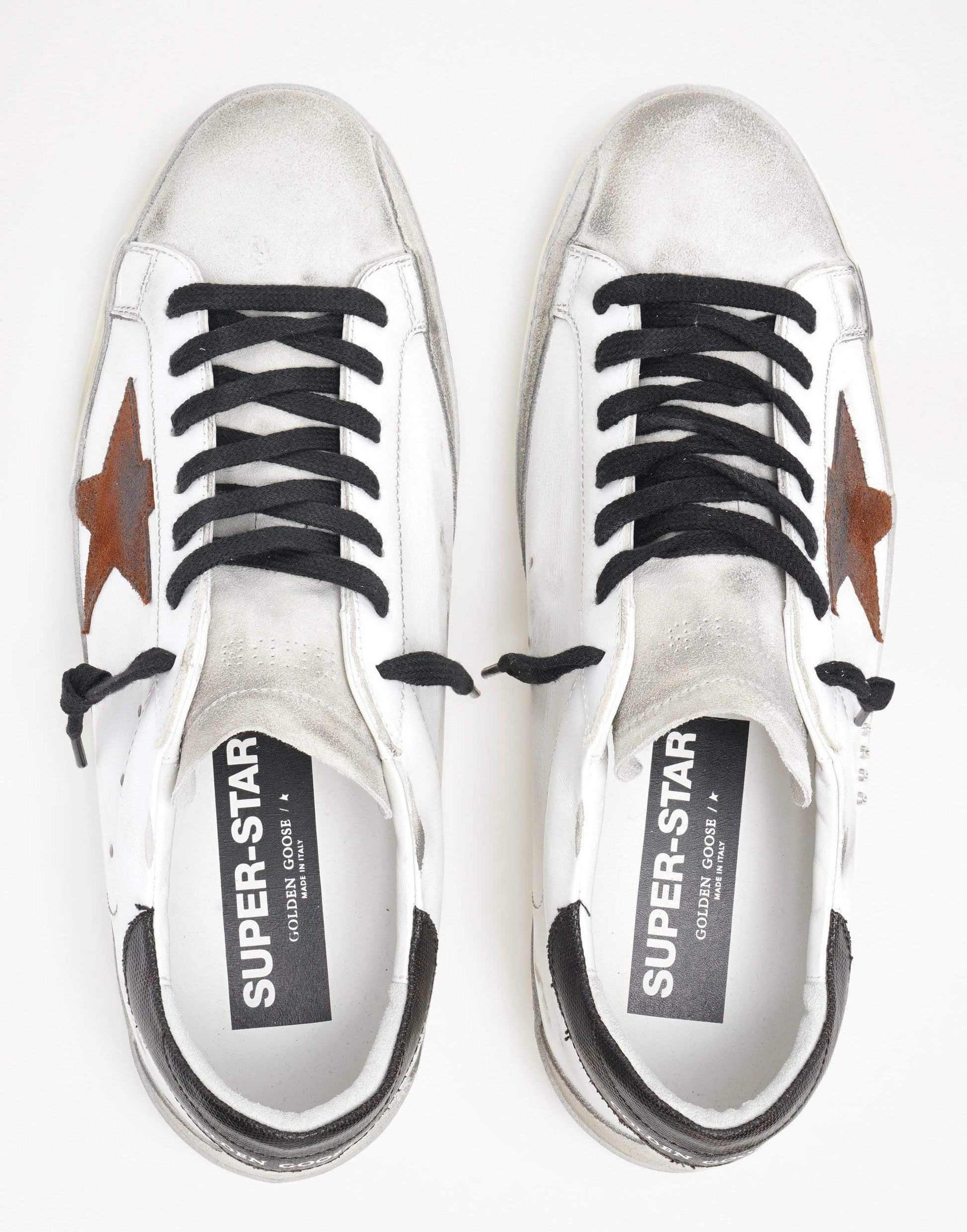 GOLDEN GOOSE-Men's Chestnut Suede Star And Spur Canvas Leather Super-Star Sneaker-