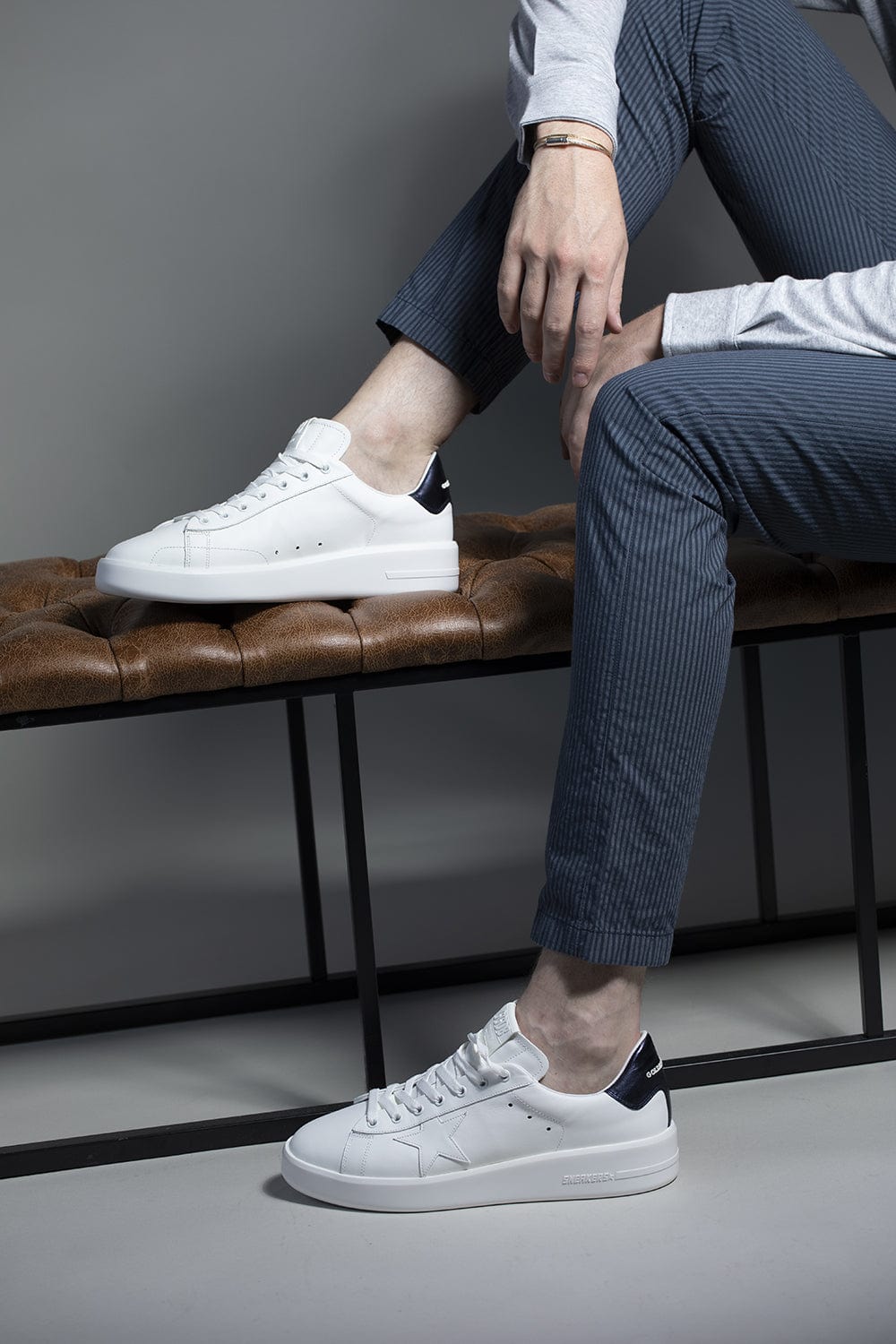 GOLDEN GOOSE-Men's Pure Star Laminated Heel Leather Sneaker-