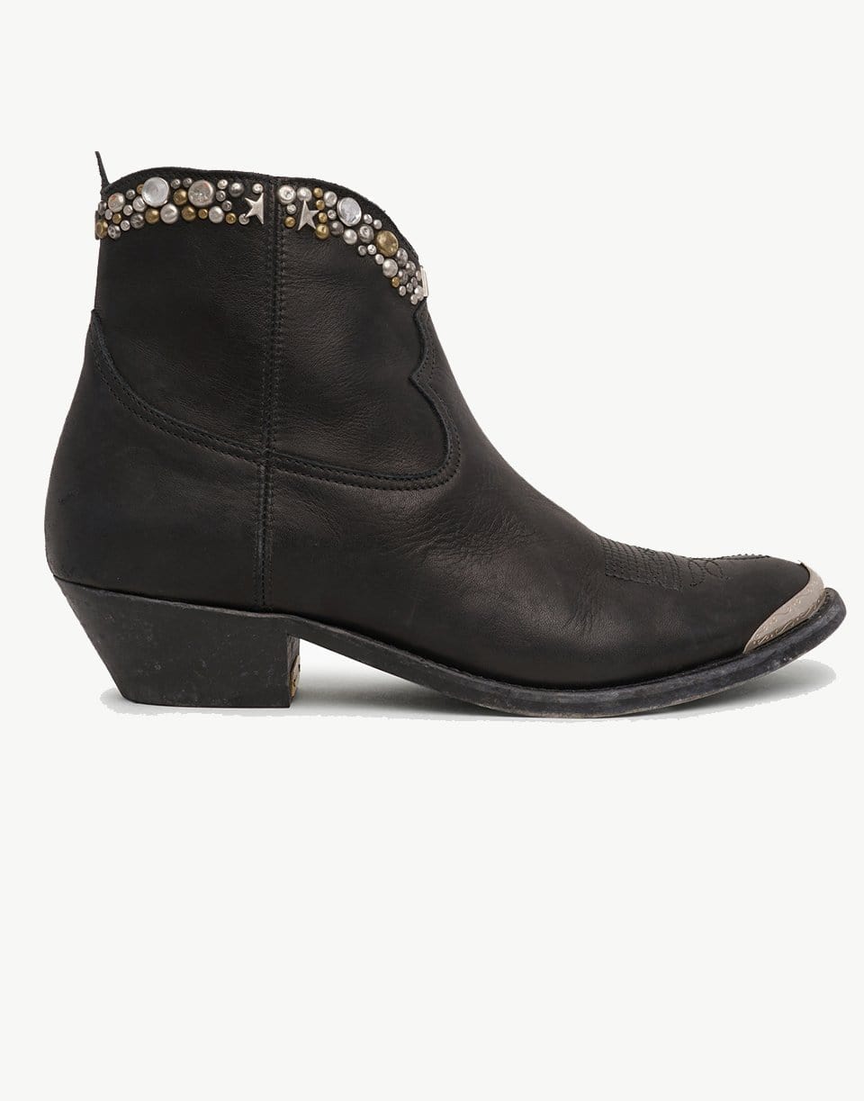 GOLDEN GOOSE-Young Leather Upper Studded Boots-