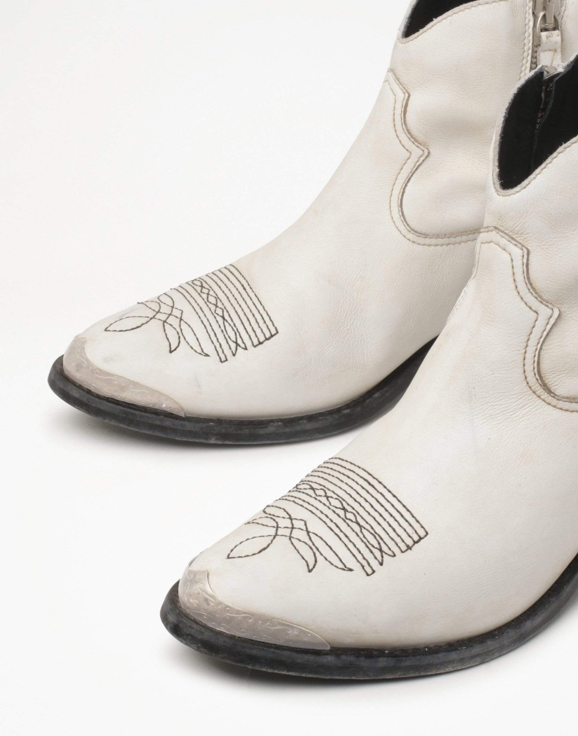 GOLDEN GOOSE-Optic White Young Leather Ankle Boot-
