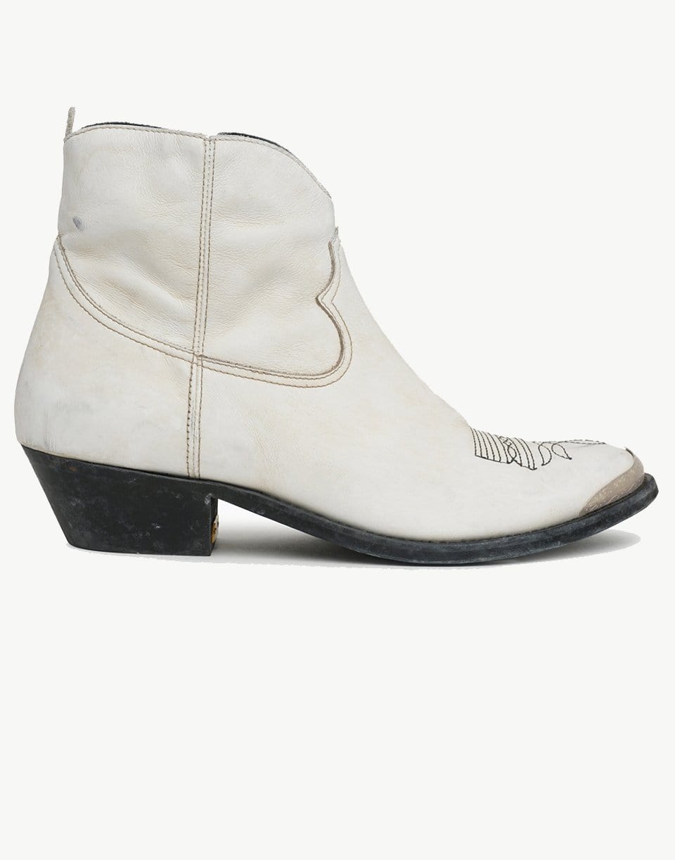 GOLDEN GOOSE-Optic White Young Leather Ankle Boot-