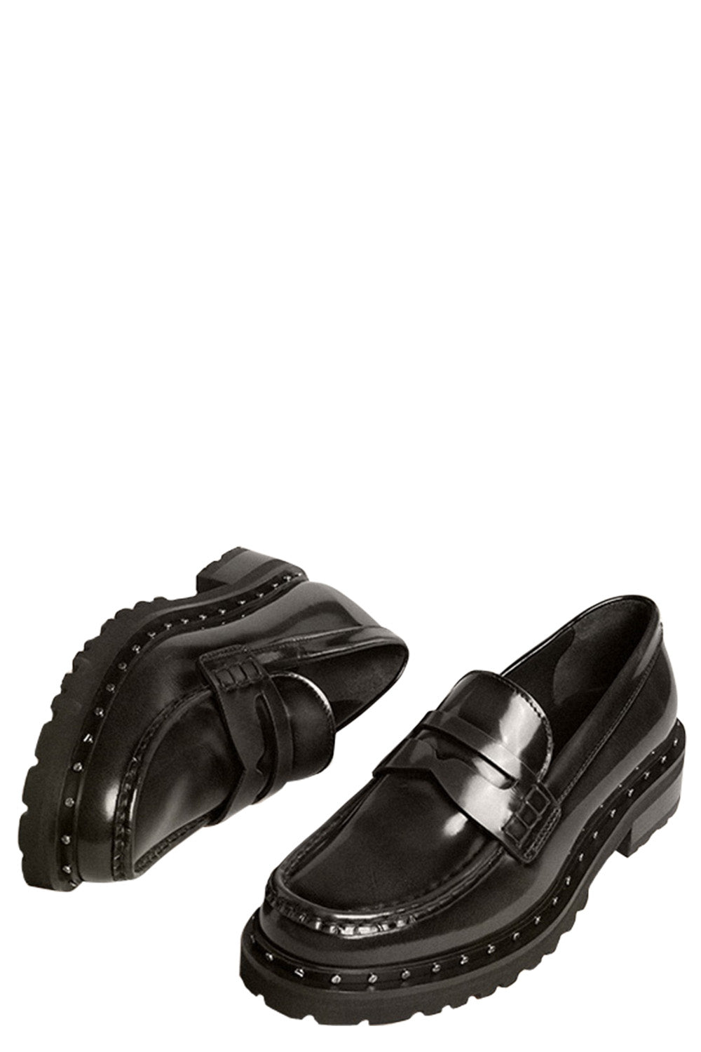 Chunky Loafers In Studded Black Leather-BLACK-36-SHOEFLAT SHOE-GOLDEN GOOSE