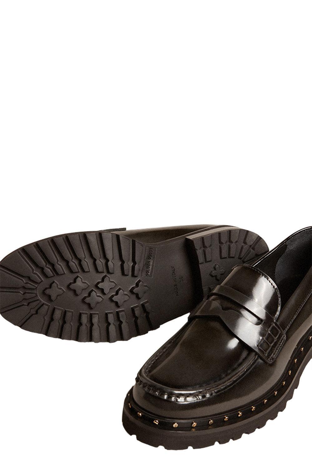 Chunky Loafers In Studded Black Leather-BLACK-36-SHOEFLAT SHOE-GOLDEN GOOSE