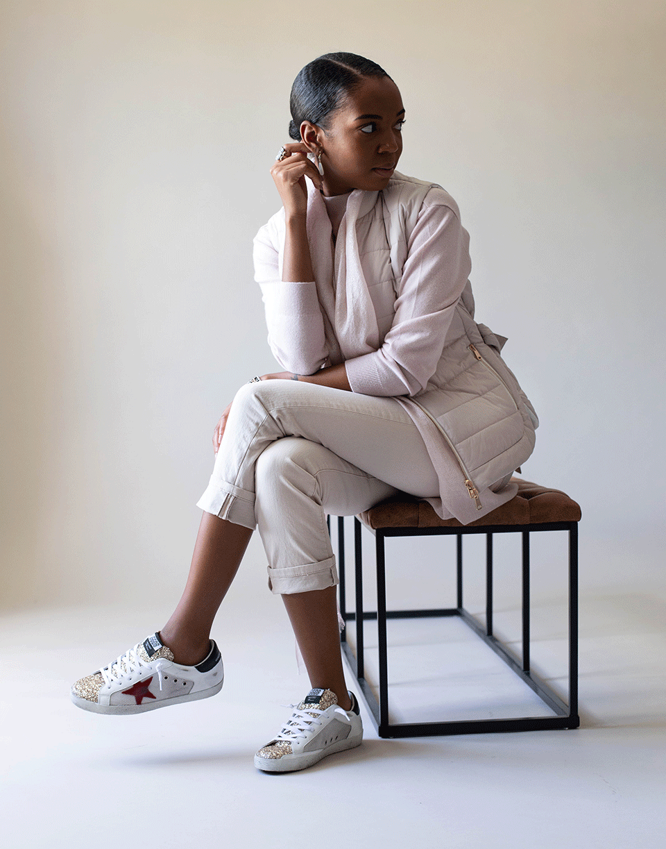 GOLDEN GOOSE-Superstar Net and Leather Glitter Toe Sneaker-