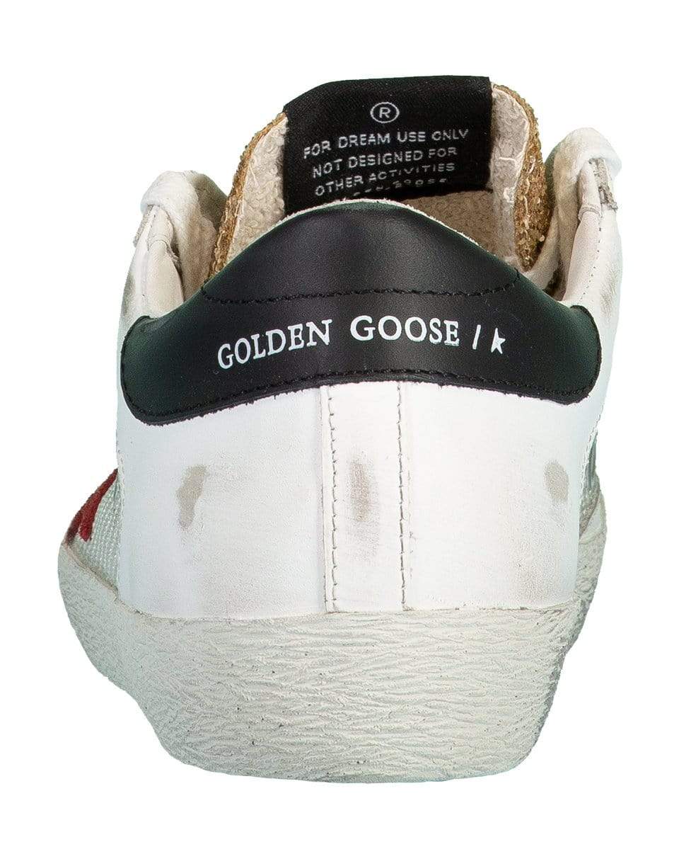 GOLDEN GOOSE-Superstar Net and Leather Glitter Toe Sneaker-