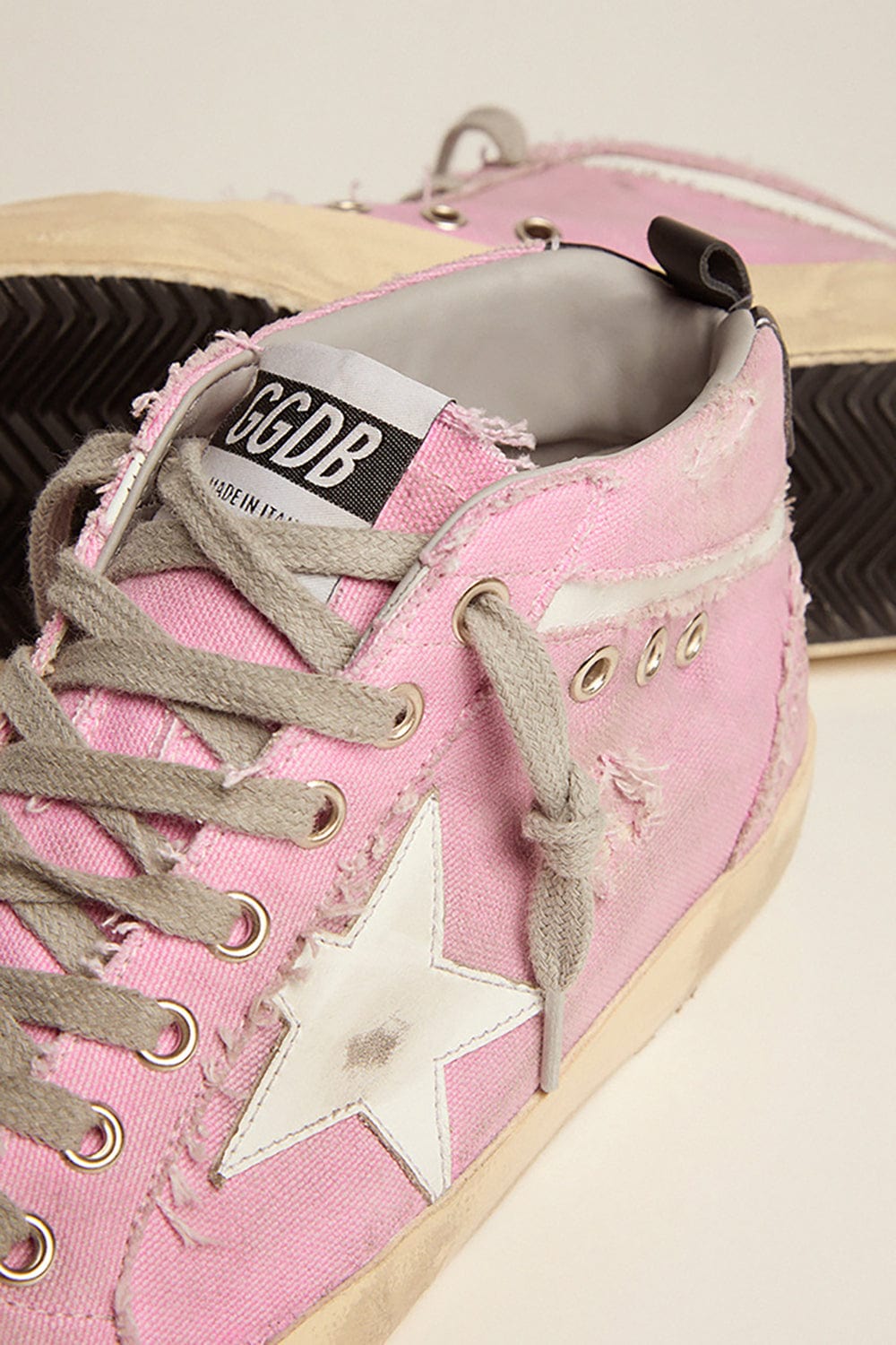 GOLDEN GOOSE-Mid Star Canvas Leather Star Sneakers-