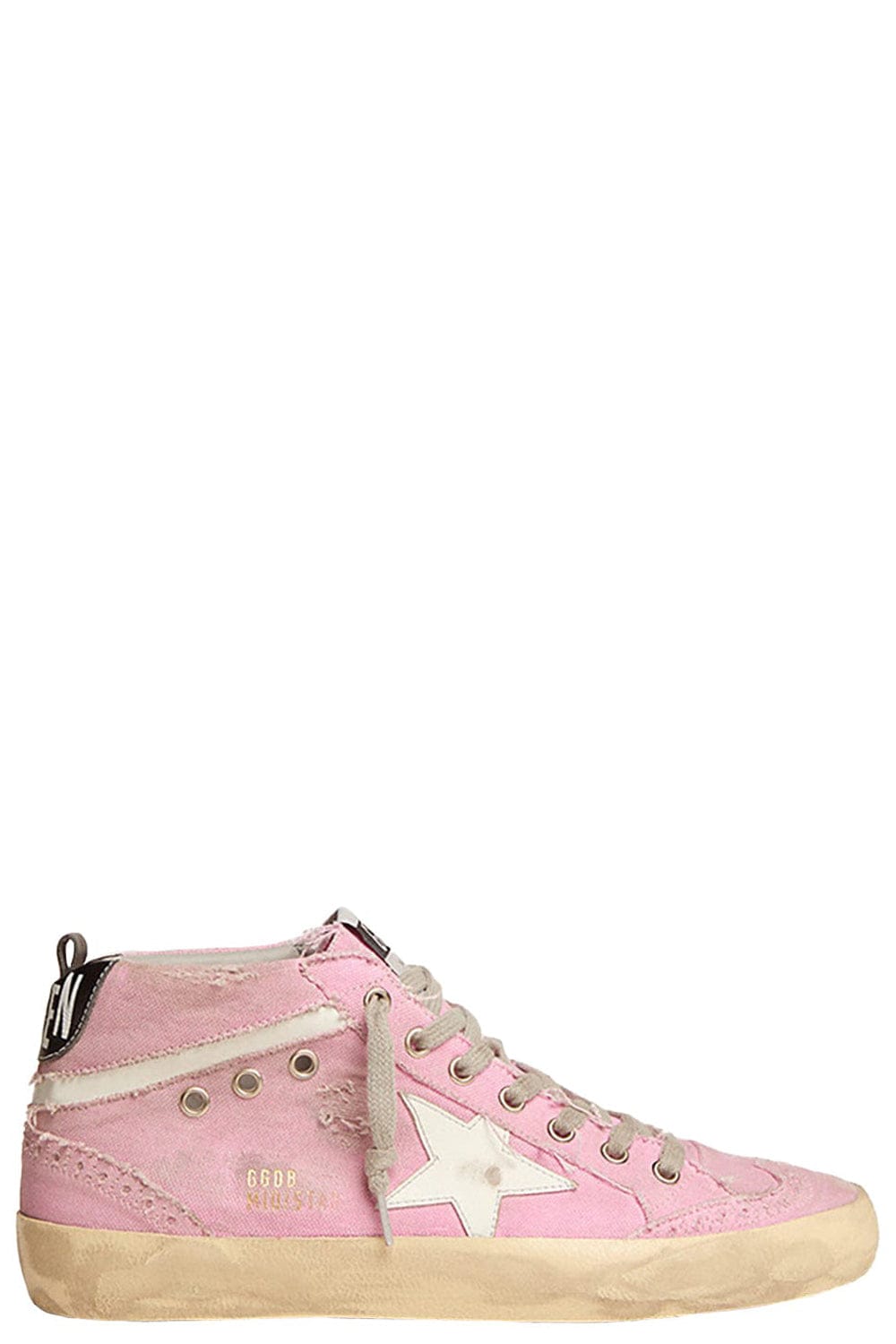 GOLDEN GOOSE-Mid Star Canvas Leather Star Sneakers-