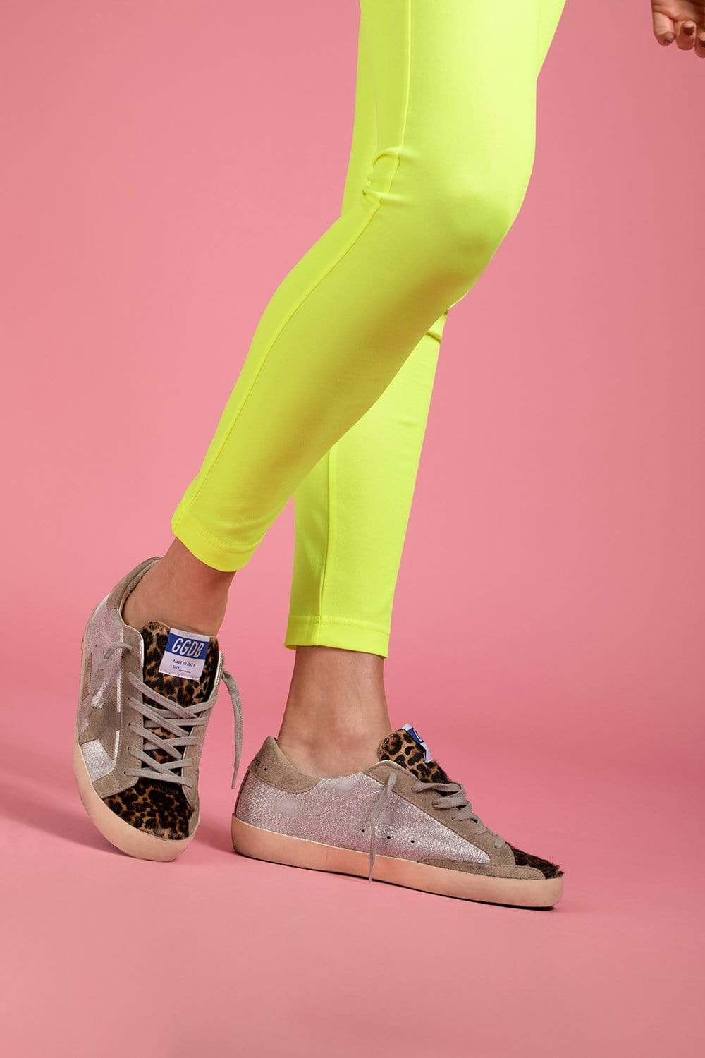 GOLDEN GOOSE-Super-Star Checkered Leopard Sneaker-