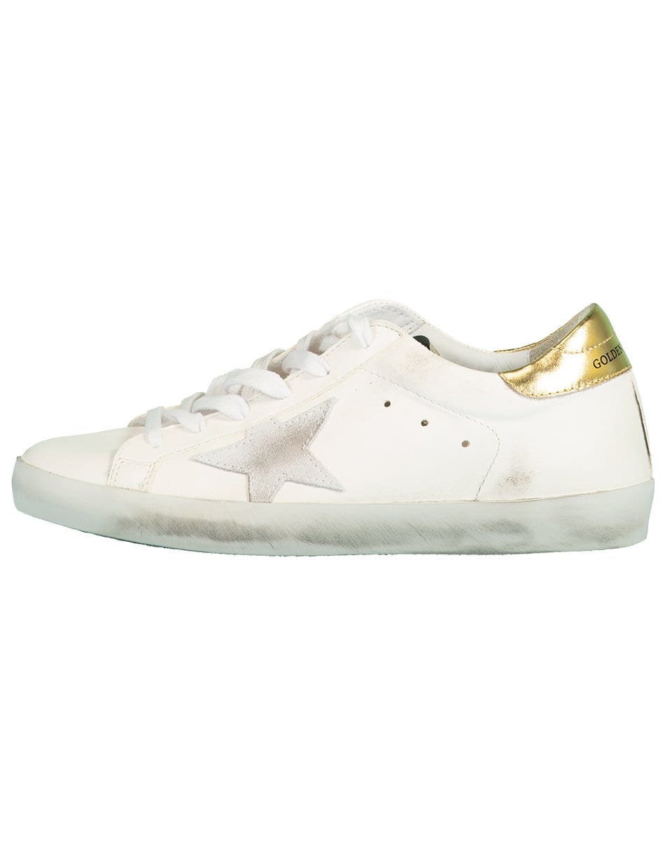 GOLDEN GOOSE-White and Gold Superstar Sneaker-
