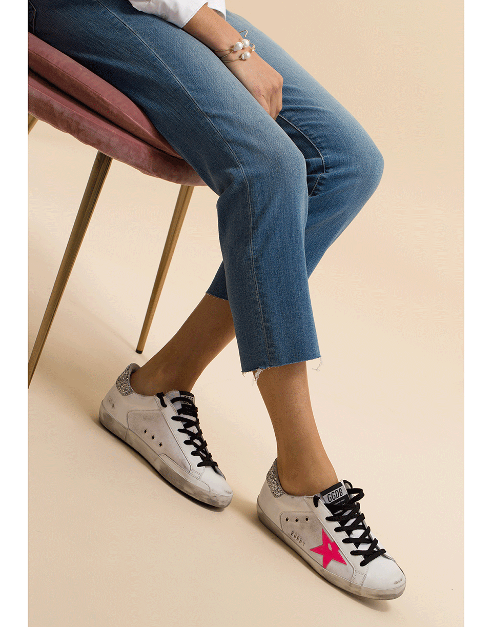 GOLDEN GOOSE-White and Pink Superstar Sneaker-