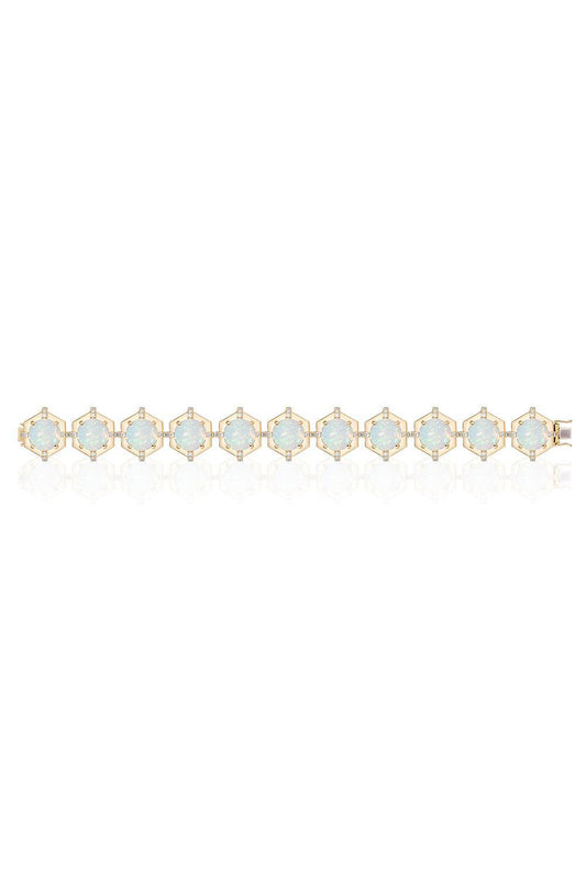 Opal Round Medallion G-One Bracelet-YELLOW GOLD-JEWELRYFINE JEWELBRACELET O-GOSHWARA