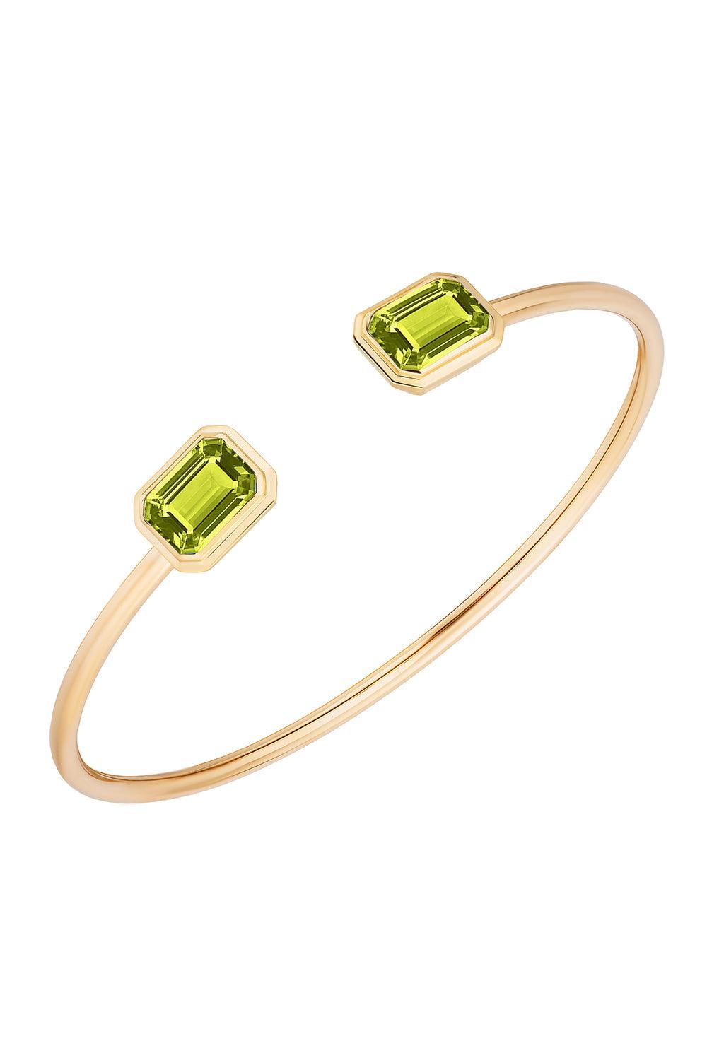 Peridot Round Flexible Manhattan Bangle Bracelet-YELLOW GOLD-JEWELRYFINE JEWELBRACELET O-GOSHWARA