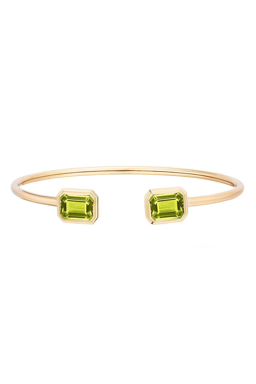 Peridot Round Flexible Manhattan Bangle Bracelet-YELLOW GOLD-JEWELRYFINE JEWELBRACELET O-GOSHWARA