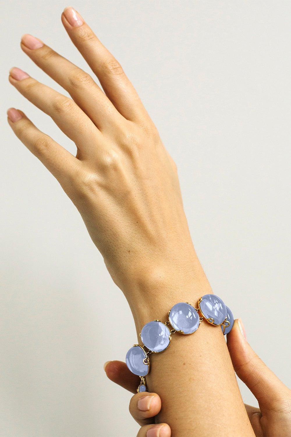 GOSHWARA-Rock N Roll' Blue Chalcedony Bracelet-YELLOW GOLD