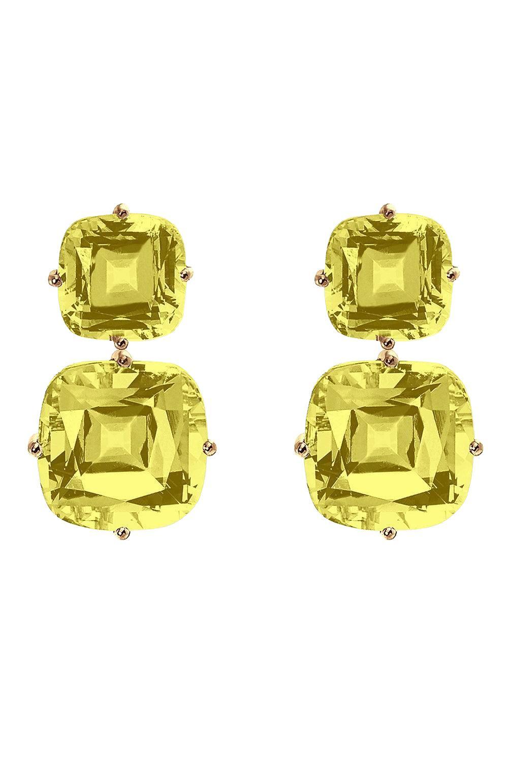 Lemon Quartz Two Tier Gossip Earrings-YELLOW GOLD-JEWELRYFINE JEWELEARRING-GOSHWARA