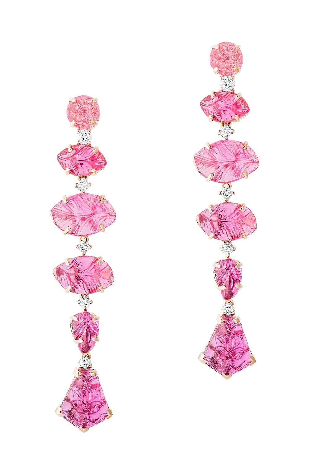GOSHWARA-G-One Rubilite Diamond Earrings-YELLOW GOLD