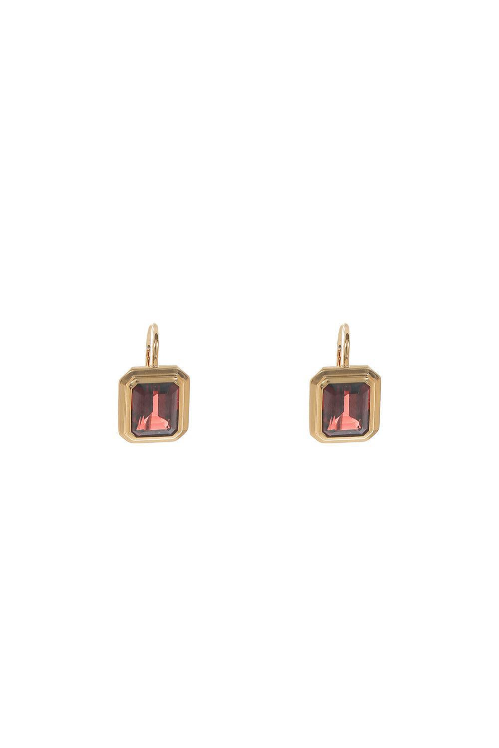 Garnet Manhattan Earrings-YELLOW GOLD-JEWELRYFINE JEWELEARRING-GOSHWARA