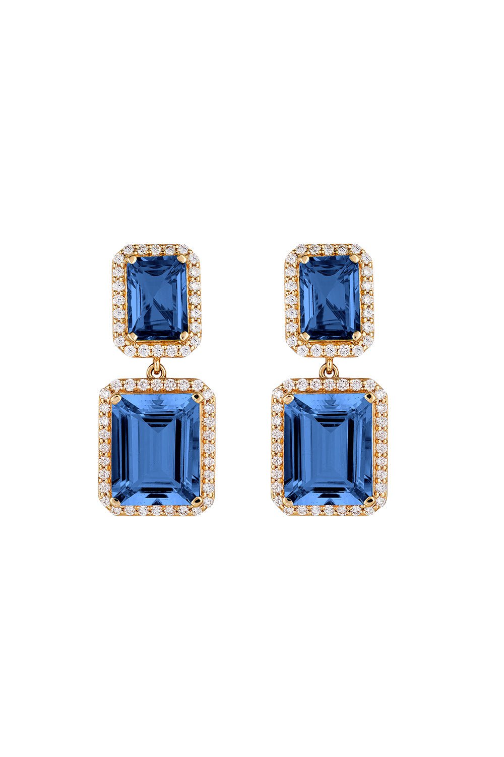 GOSHWARA-Gossip Four Stone London Blue Topaz Earrings-YELLOW GOLD