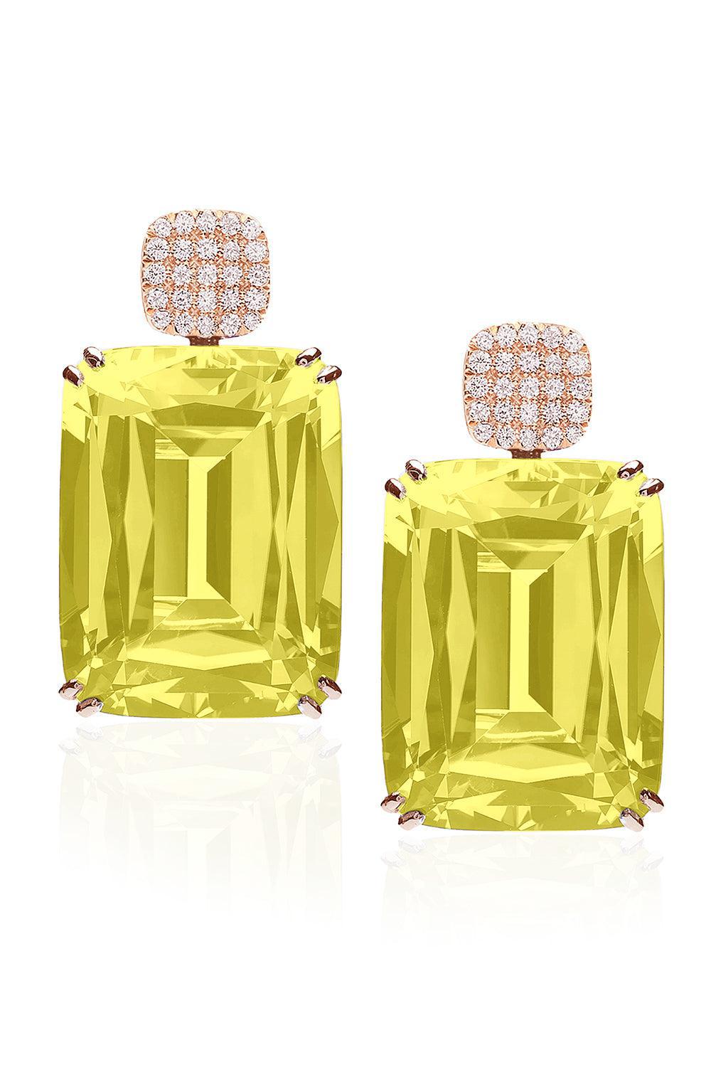 GOSHWARA-Gossip Lemon Quartz Earrings-YELLOW GOLD