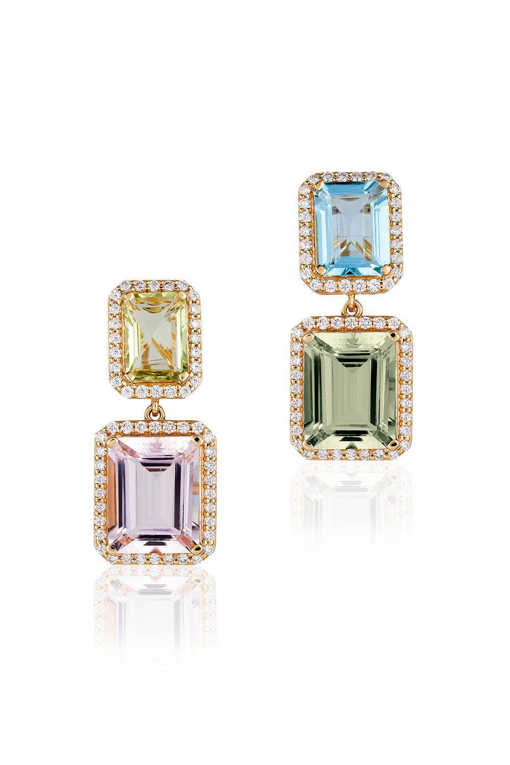 Gossip Multi Color 4 Stone Earrings