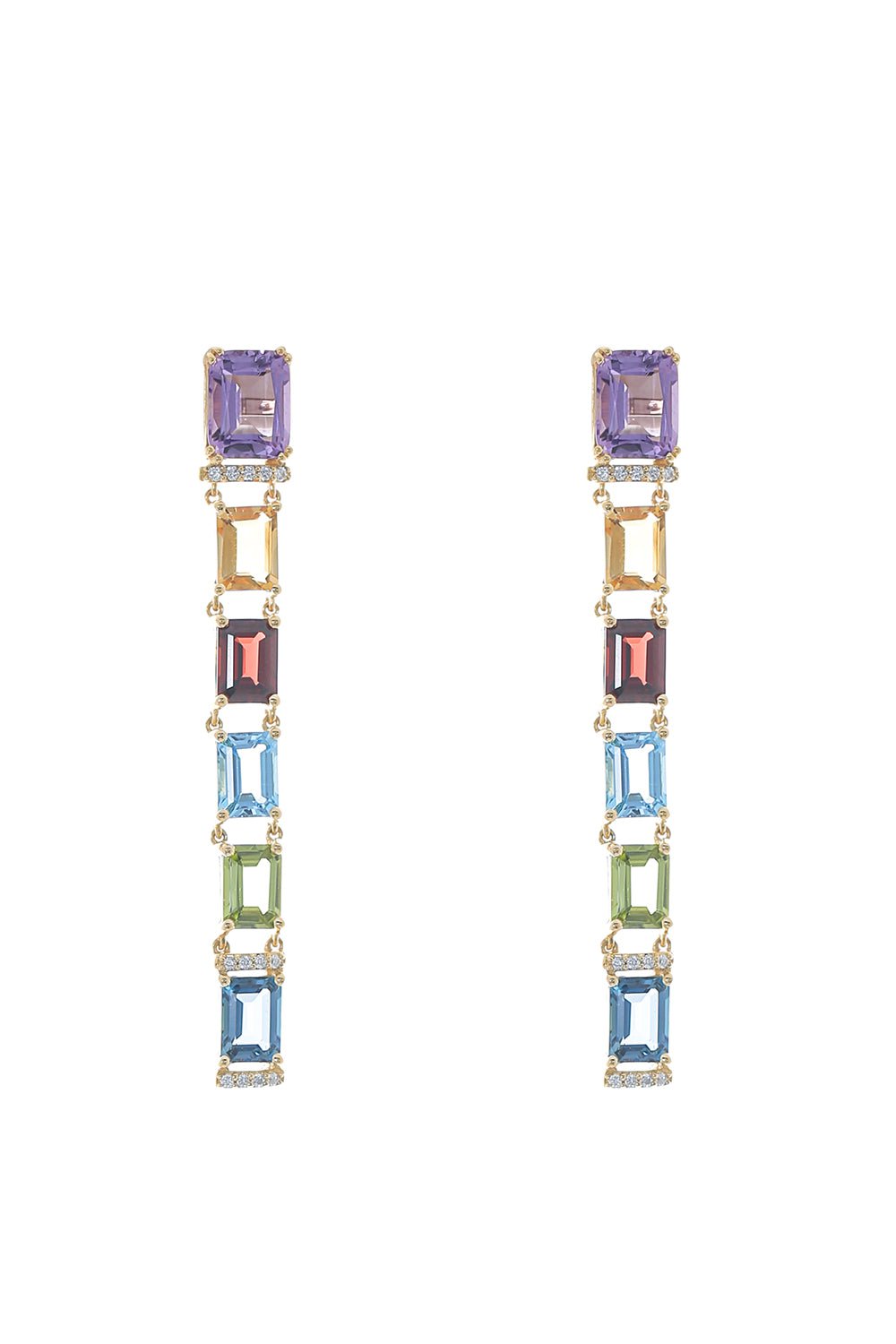 GOSHWARA-Gossip Multi Color Diamond Earrings-YELLOW GOLD