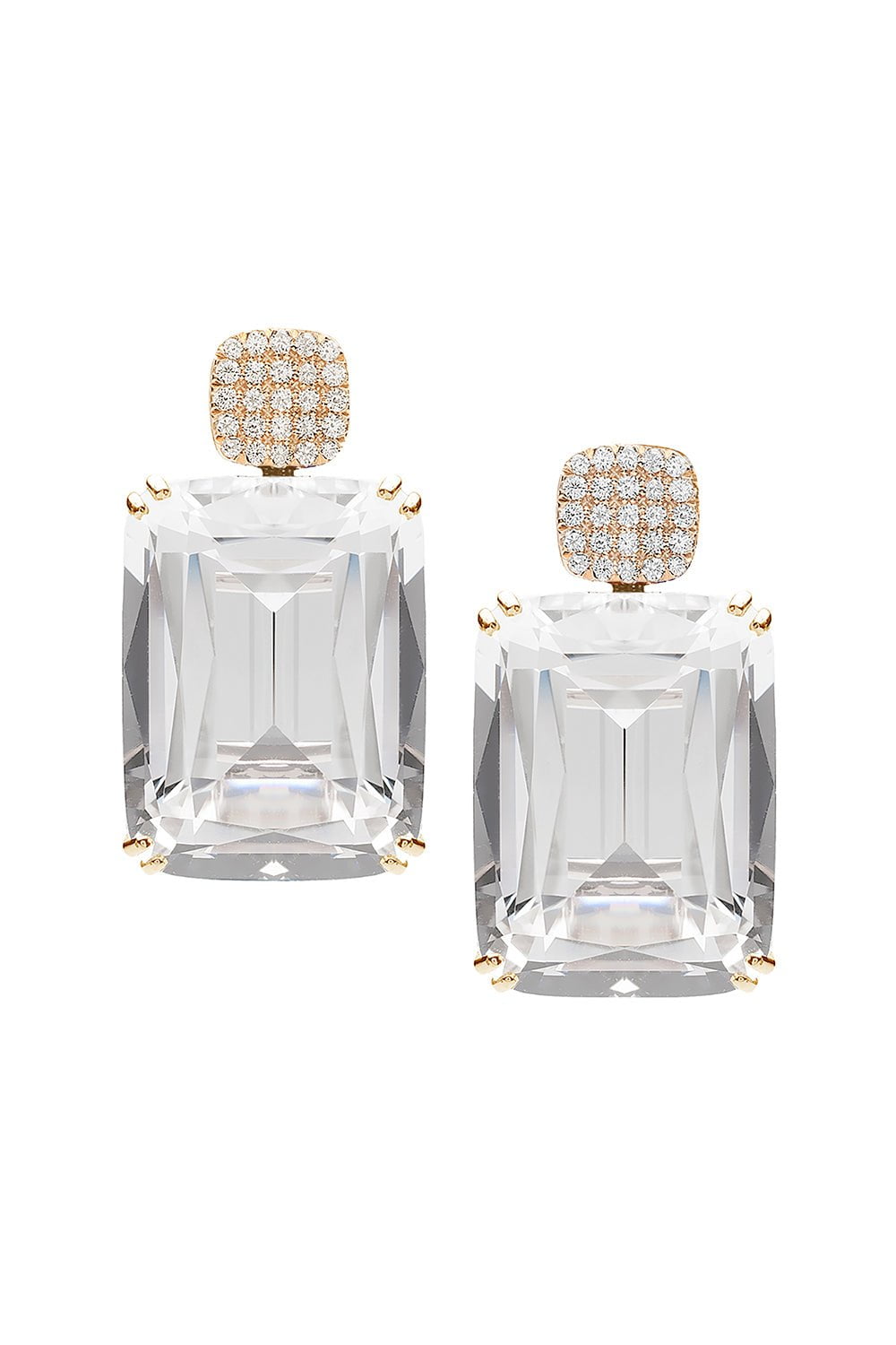 GOSHWARA-Gossip Rock Crystal Earrings-YELLOW GOLD
