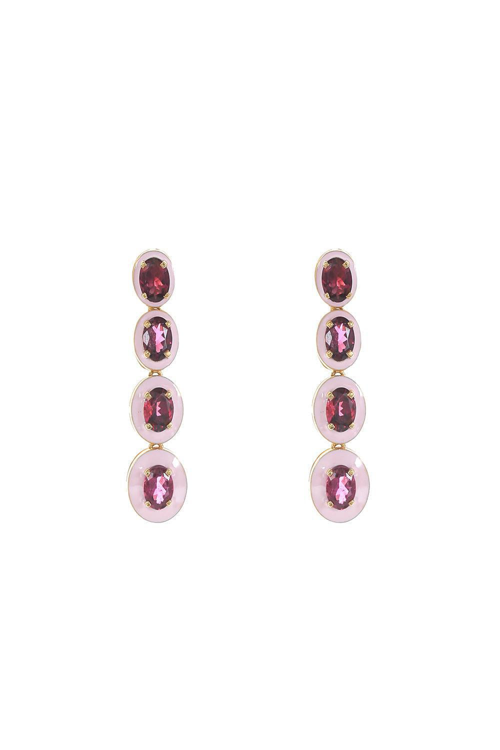 Long Pink Ruby Earrings-YELLOW GOLD-JEWELRYFINE JEWELEARRING-GOSHWARA