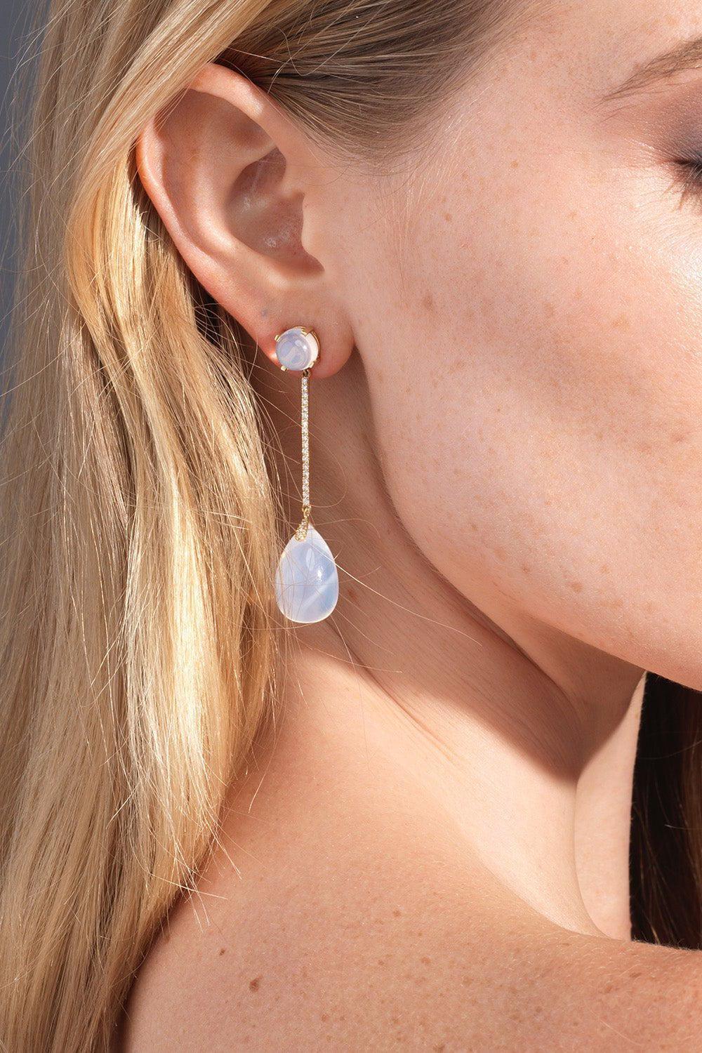GOSHWARA-Naughty Moon Quartz Drop Earrings-YELLOW GOLD