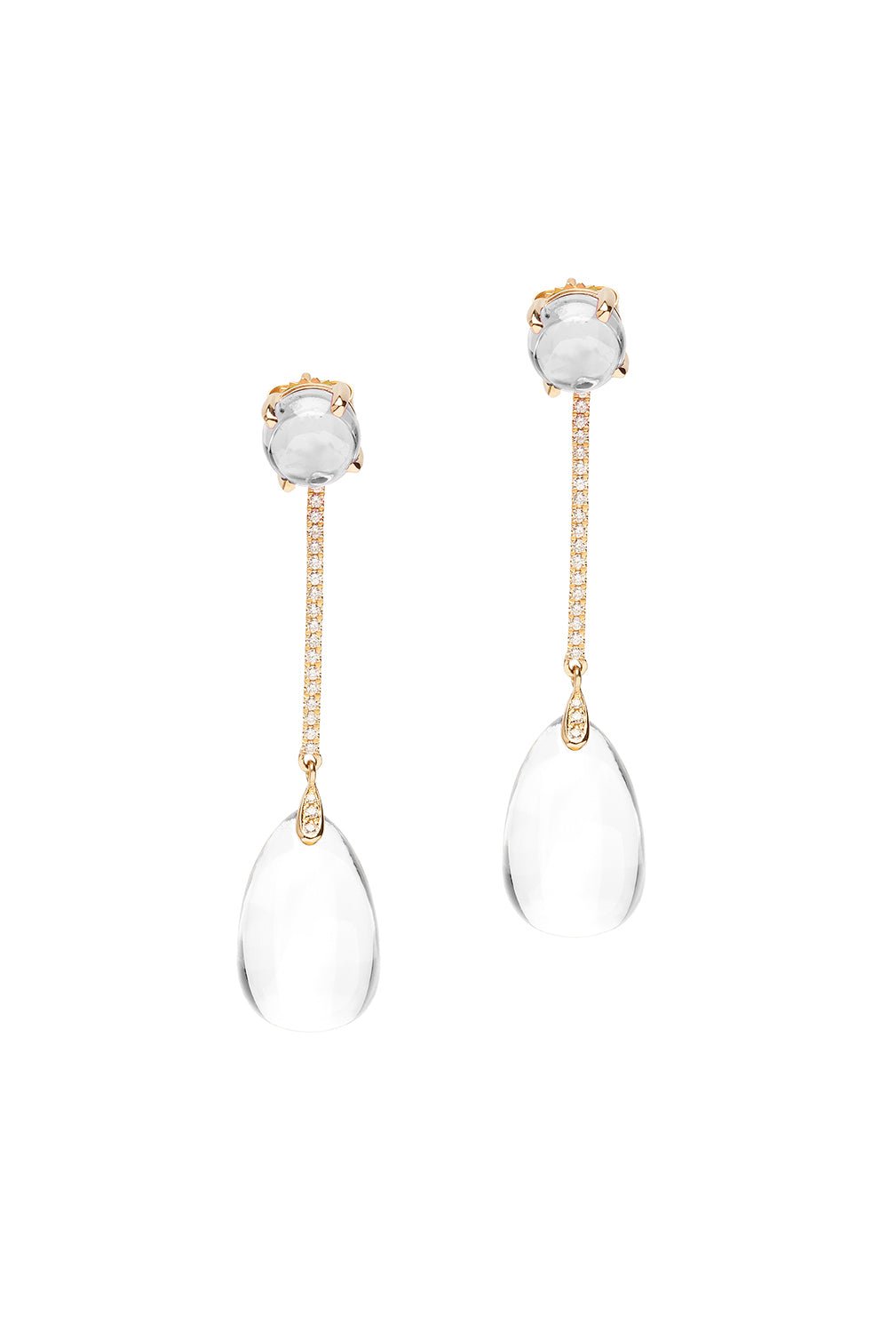 GOSHWARA-Naughty Moon Quartz Drop Earrings-YELLOW GOLD