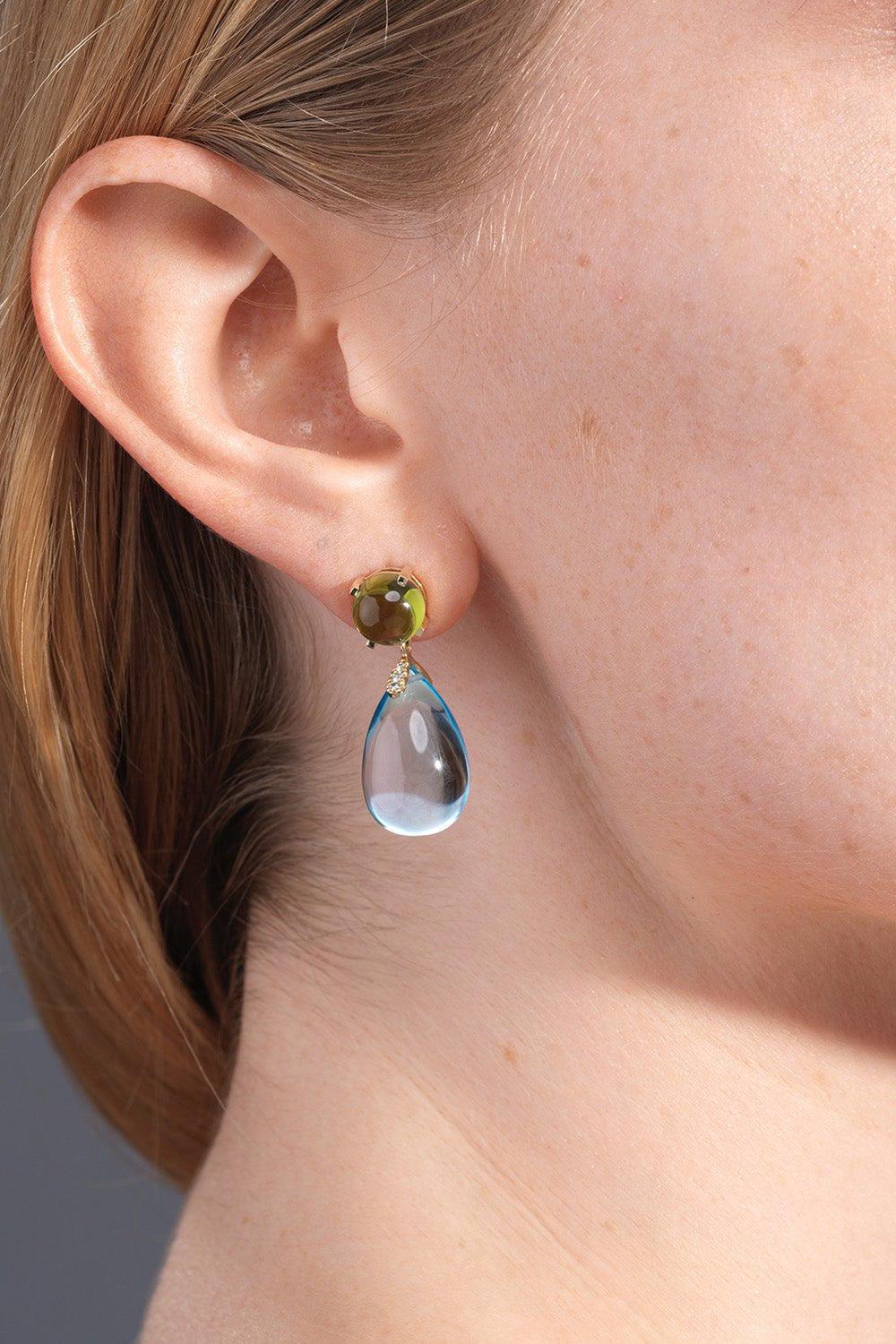 GOSHWARA-Naughty Topaz Peridot Earrings-YELLOW GOLD