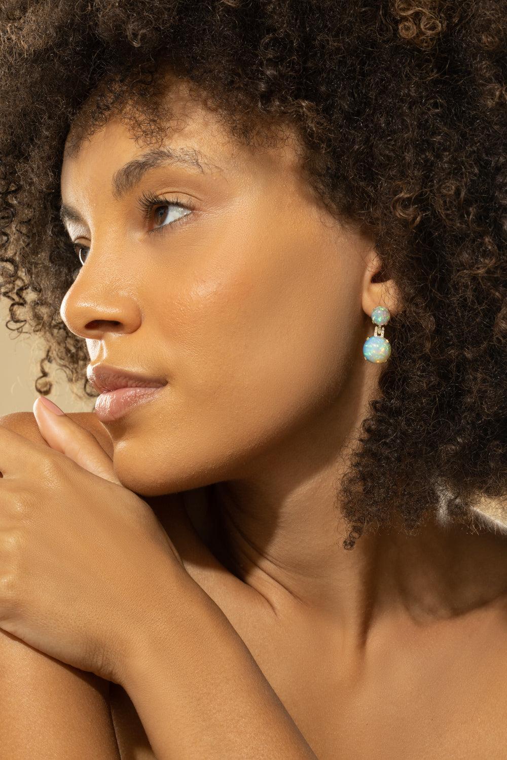 Opal Cabochon Rock N' Roll Earrings-YELLOW GOLD-JEWELRYFINE JEWELEARRING-GOSHWARA