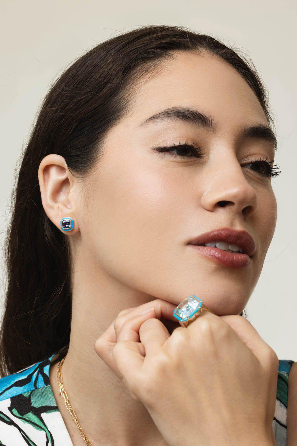 GOSHWARA-Queen Tanzanite Earrings-YELLOW GOLD