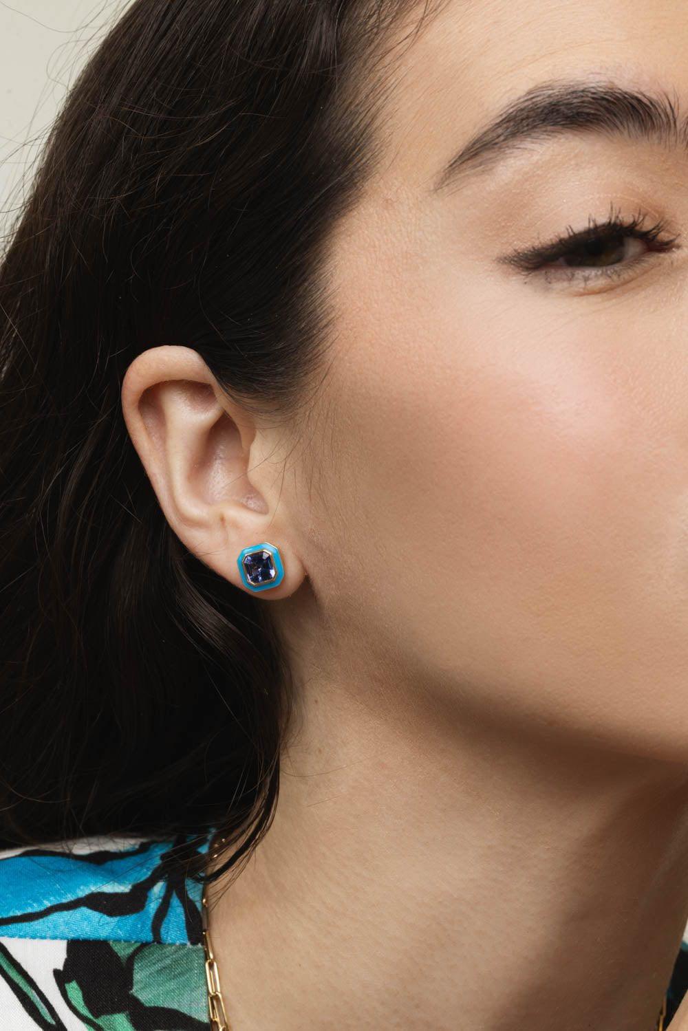 GOSHWARA-Queen Tanzanite Earrings-YELLOW GOLD