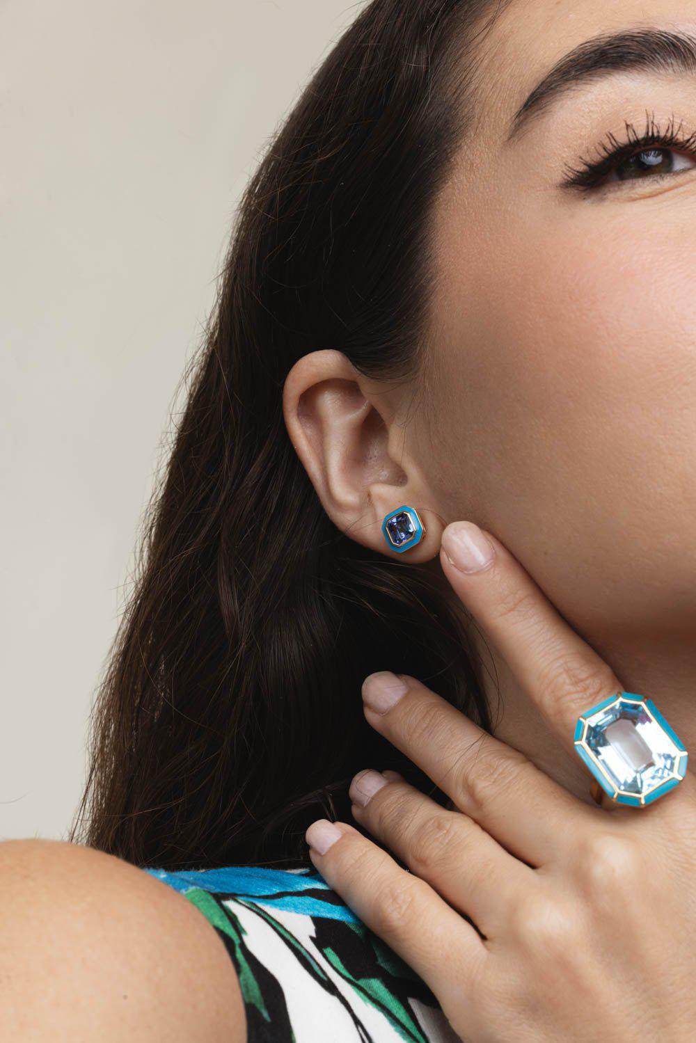 GOSHWARA-Queen Tanzanite Earrings-YELLOW GOLD