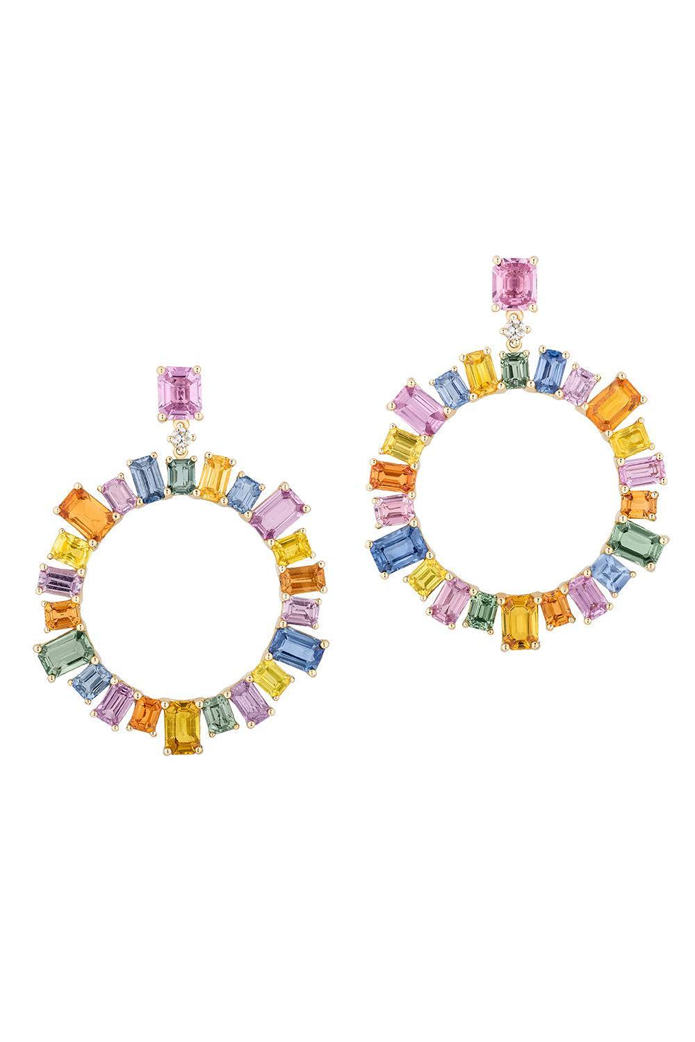 Sapphire Multi Limited Edition Hoop Earrings-YELLOW GOLD-JEWELRYFINE JEWELEARRING-GOSHWARA