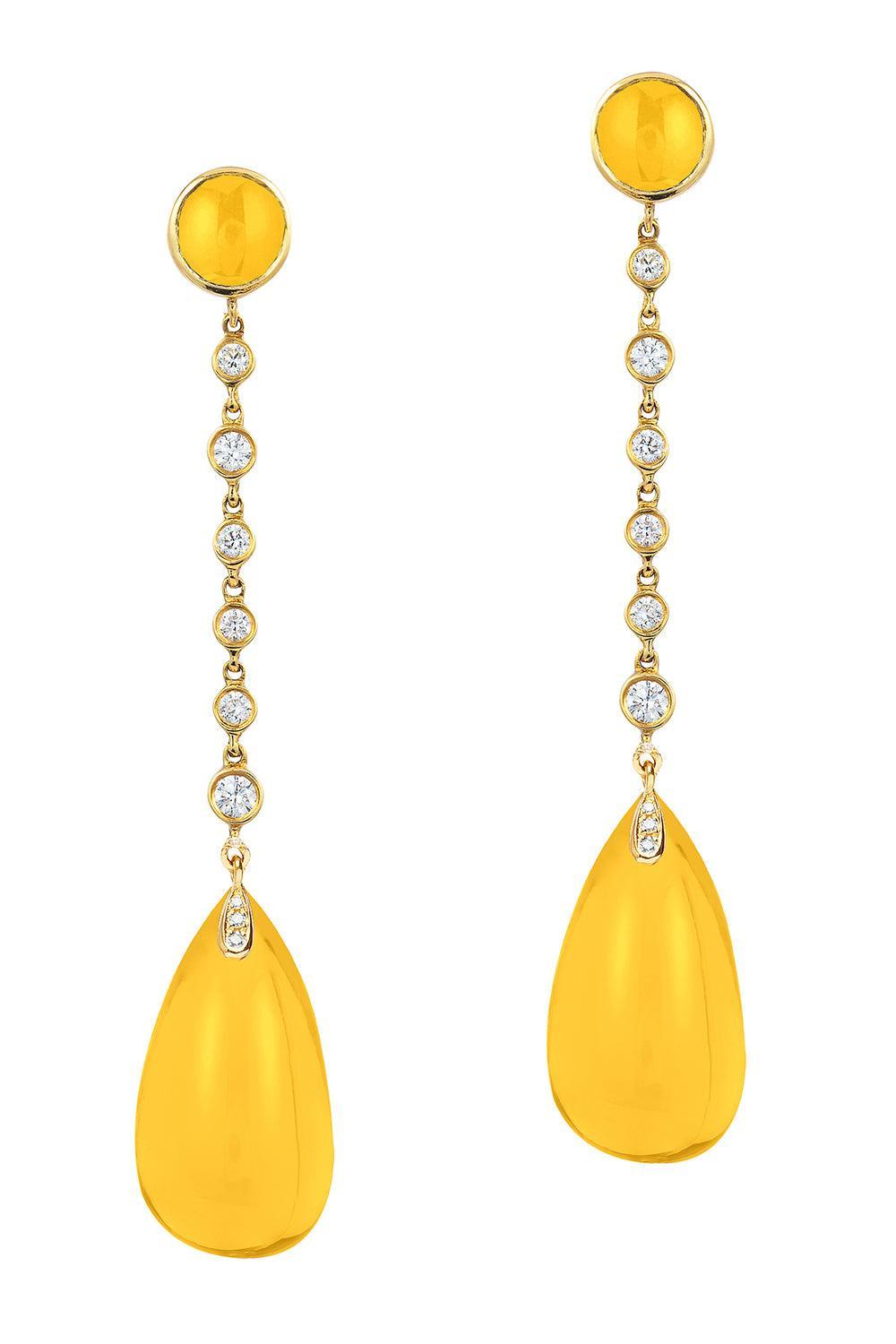 Citrine Cabochon Naughty Earrings-YLEGOLD-JEWELRYFINE JEWELEARRING-GOSHWARA